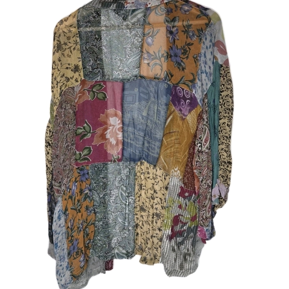 Young Threads Patchwork Multicolor Open Front Car… - image 2